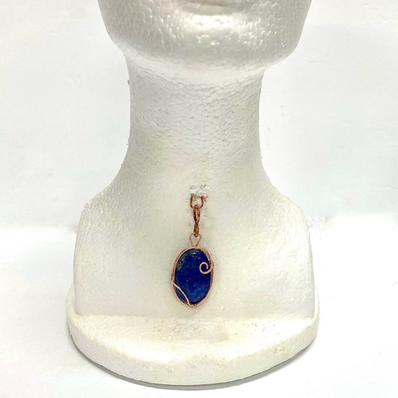 HANDMADE Lapis Lazuli Hand Wrapped Bare Copper, Jewelry Gift Her Woman Girl - Picture 2 of 10